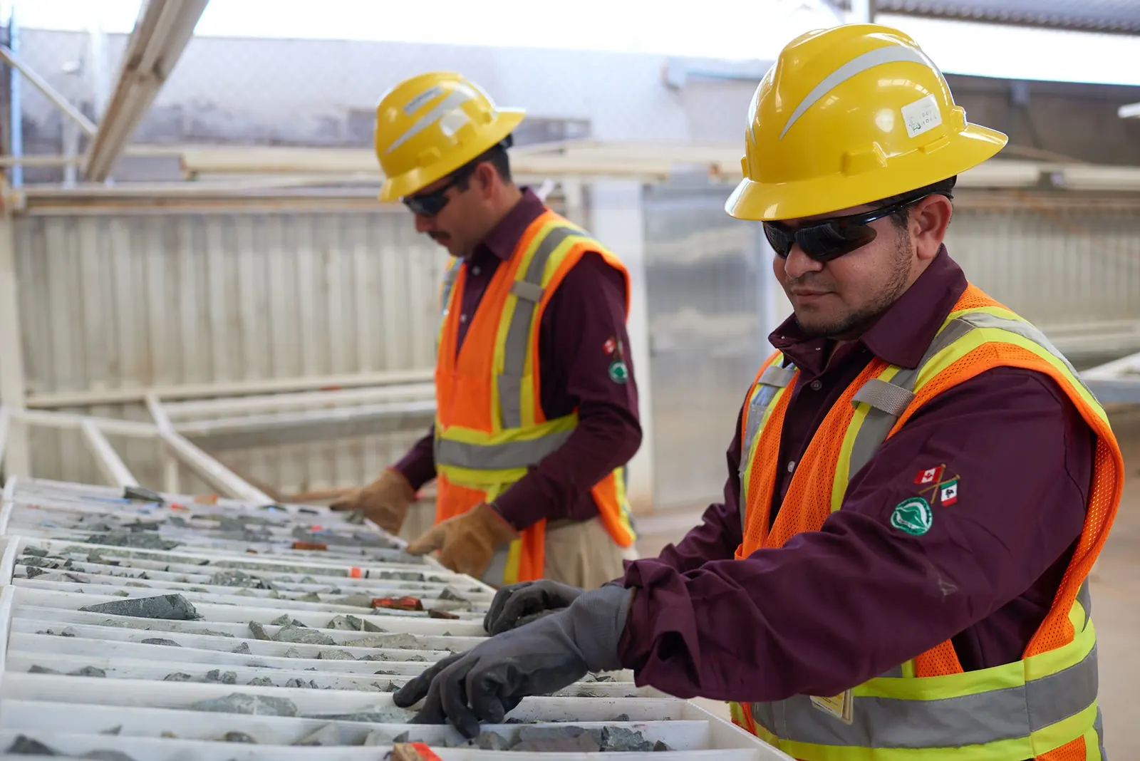 McEwen geologists logging drill core at El Gallo