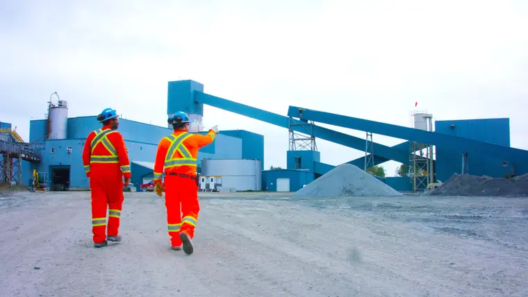 Workers walking to the Fox Complex mill