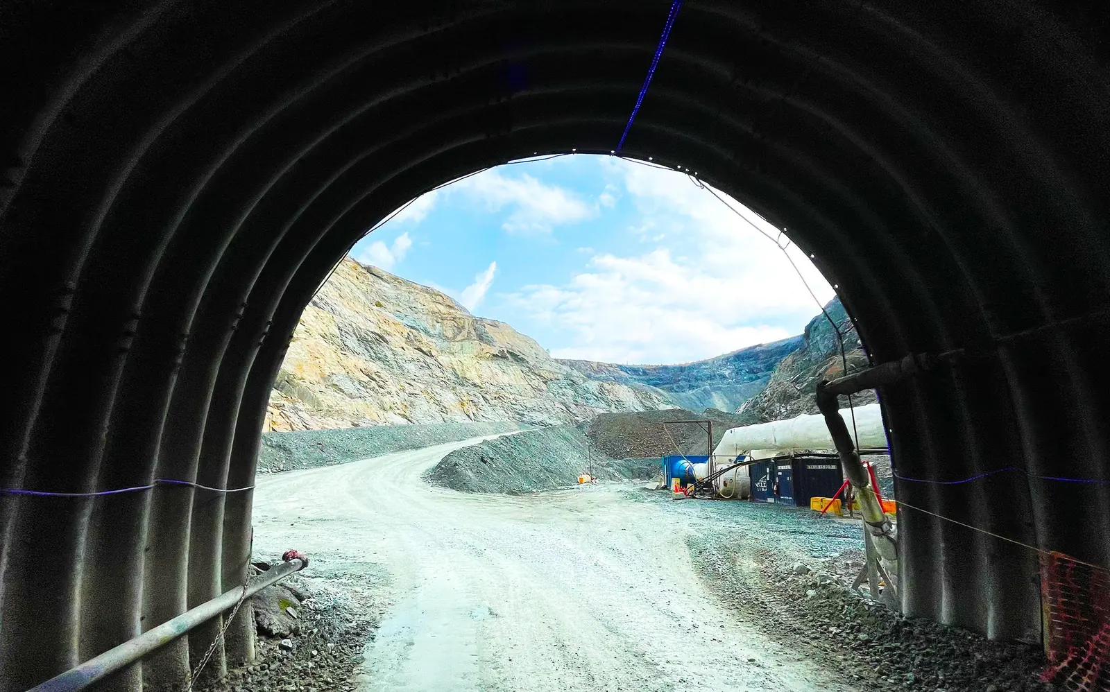 Fox Complex: view from an underground portal onto the open pit