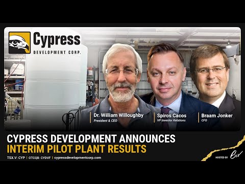 Cypress Development Announces Results of Lithium Extraction Pilot Plant in Nevada