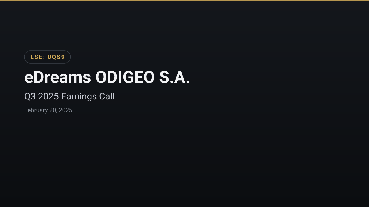 Edreams ODIGEO (Madrid:EDR) Q3 2025 Earnings Call