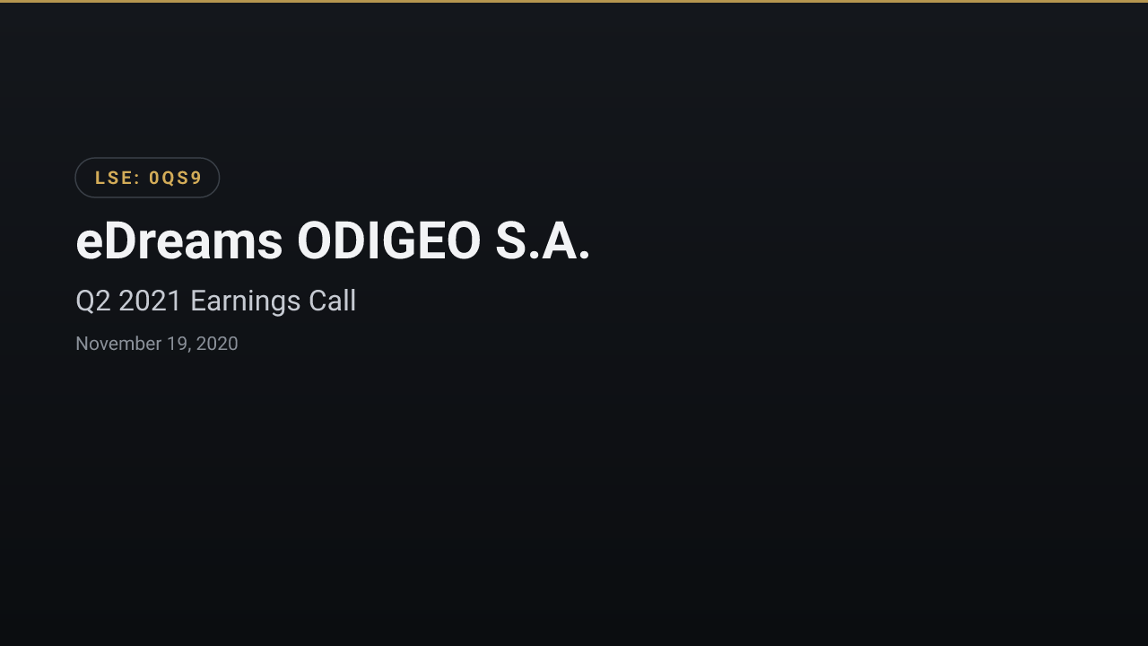 Edreams ODIGEO (Madrid:EDR) Q2 2021 Earnings Call