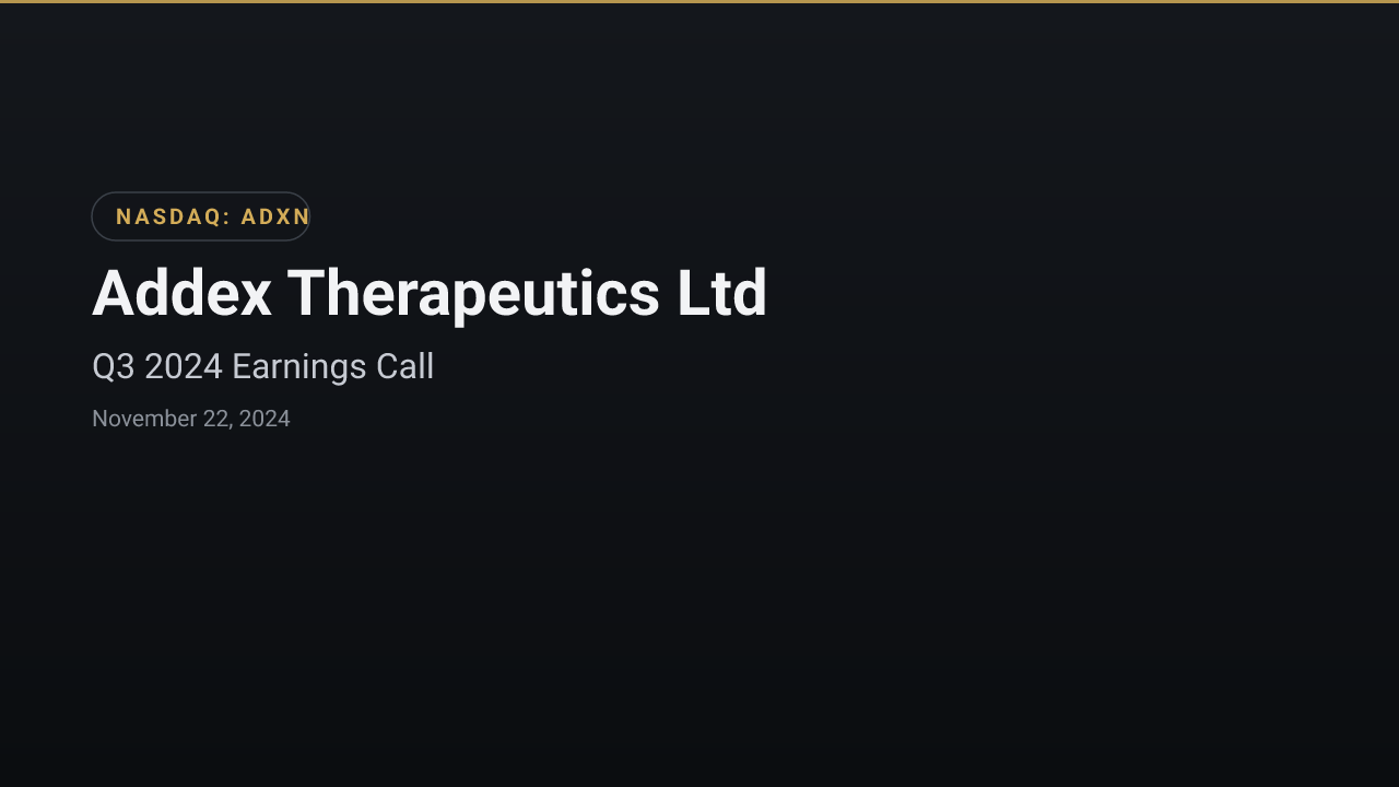 Addex Therapeutics (SIX Swiss: ADXN) Q3 2024 Earnings Call
