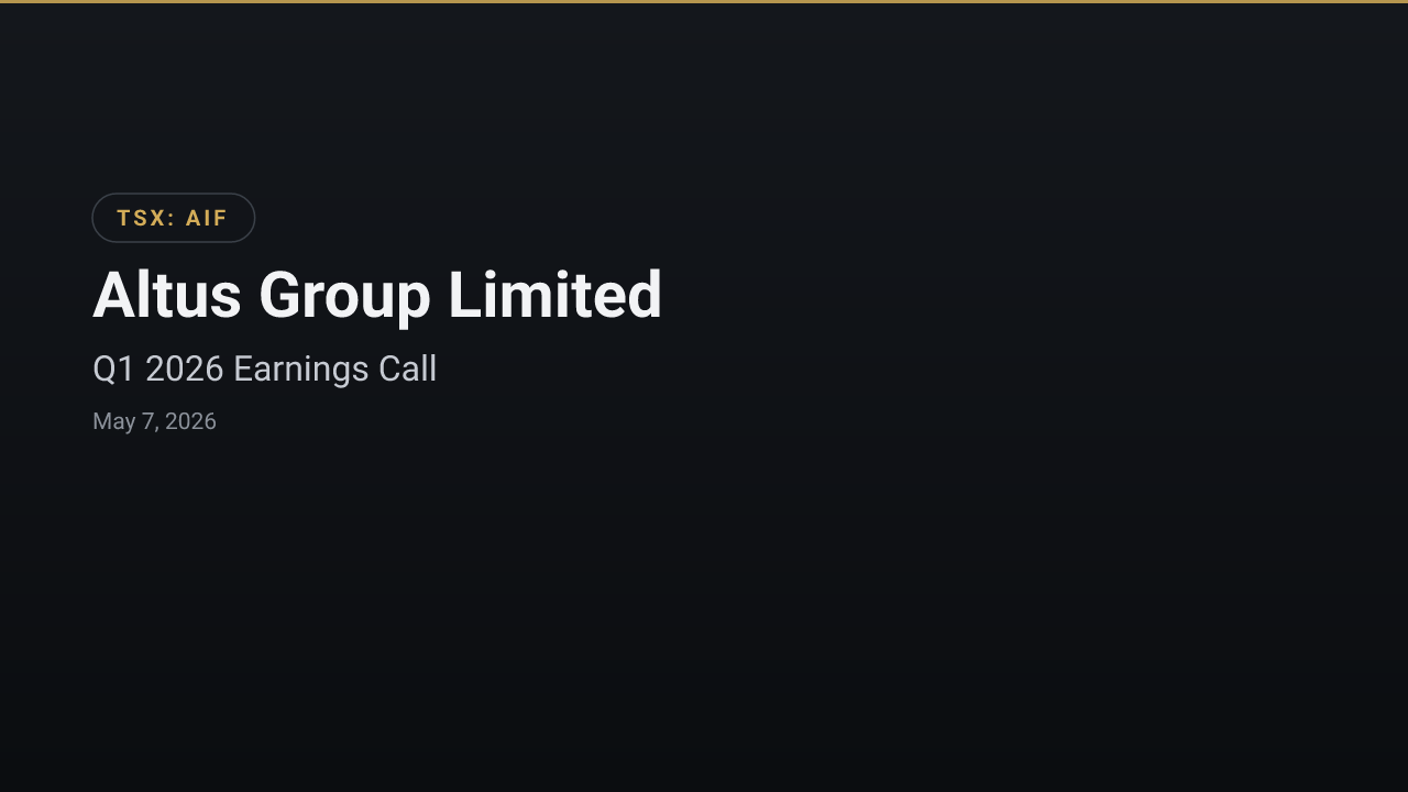 Altus Group Limited (AIF) Q1 2026 Earnings Call