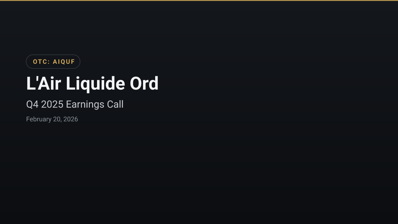 L'Air Liquide Ord (AIQUF) Q4 2025 Earnings Call