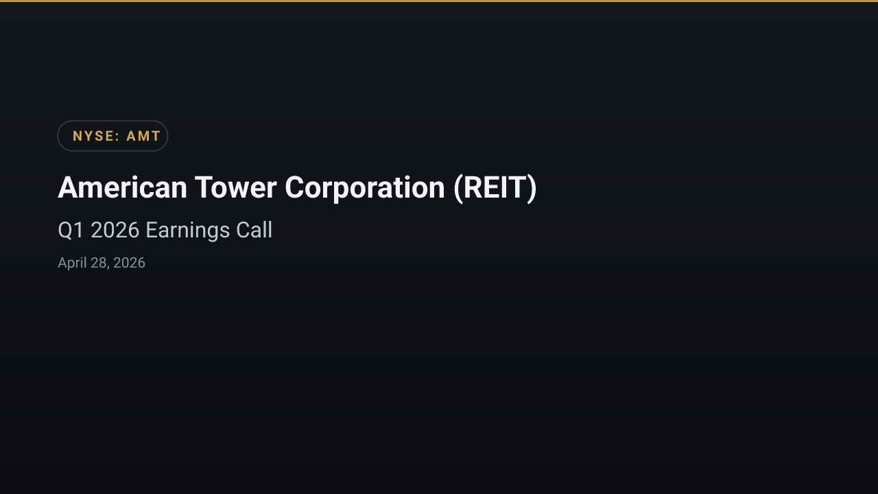 American Tower Corporation (REIT) (AMT) Q1 2026 Earnings Call