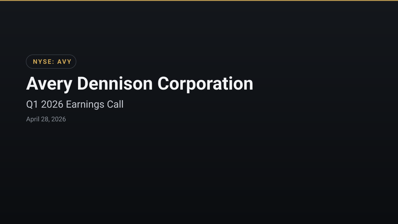 Avery Dennison Corporation (AVY) Q1 2026 Earnings Call