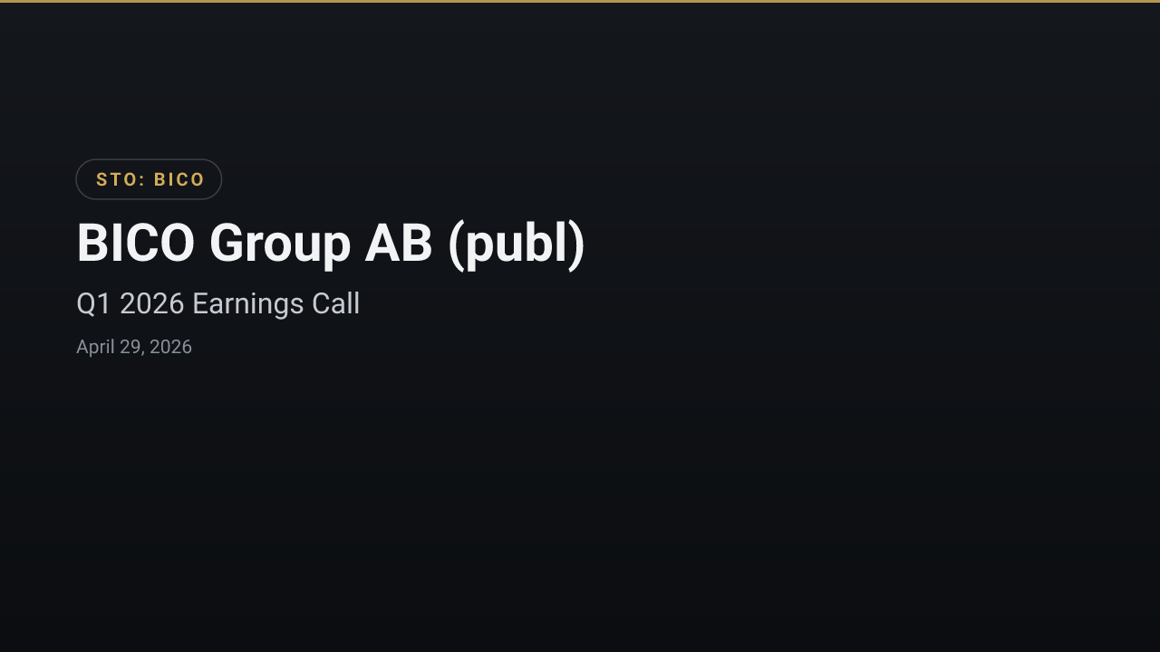 BICO Group AB (publ) (BICO) Q1 2026 Earnings Call