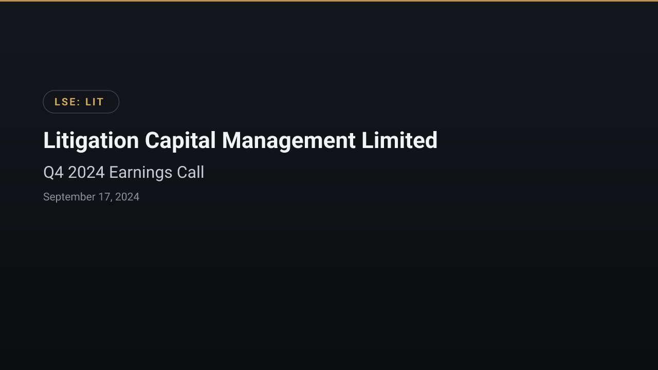 Litigation Capital Management Limited (LIT) Q4 2024 Earnings Call