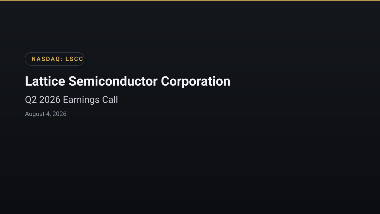 Lattice Semiconductor Corporation (LSCC) Q2 2026 Earnings Call