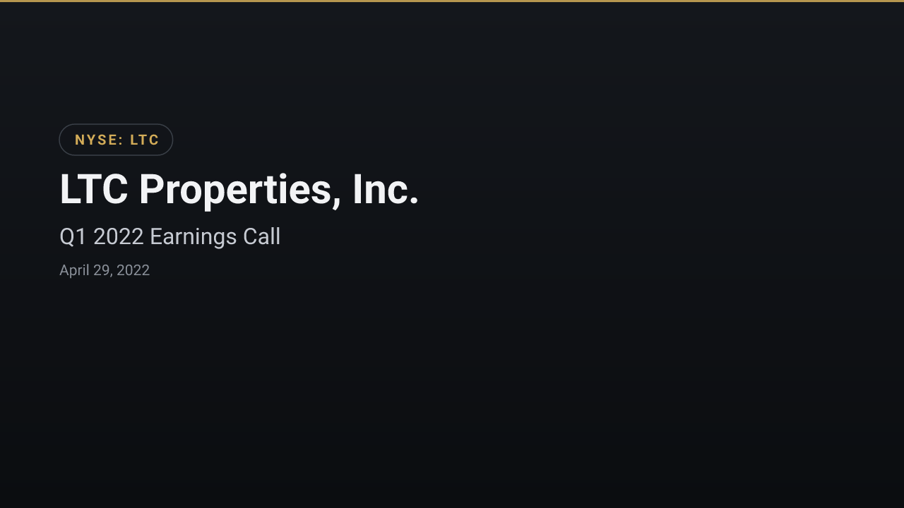 LTC Properties (NYSE:LTC) Q1 2022 Earnings Call