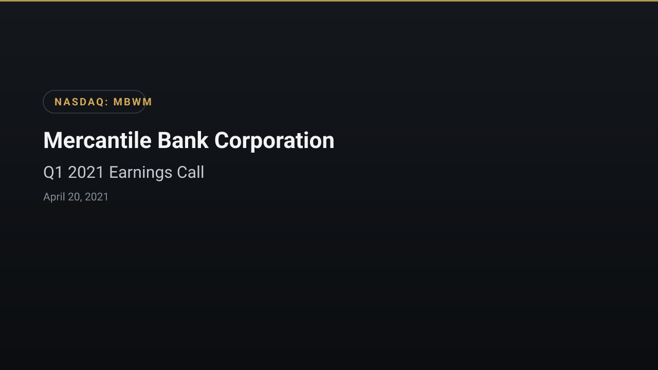 Mercantile Bank (NASDAQ:MBWM) Q1 2021 Earnings Call