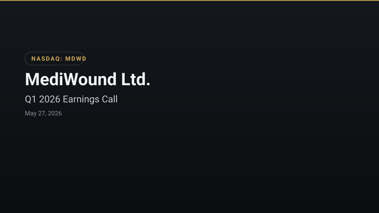 MediWound Ltd. (MDWD) Q1 2026 Earnings Call