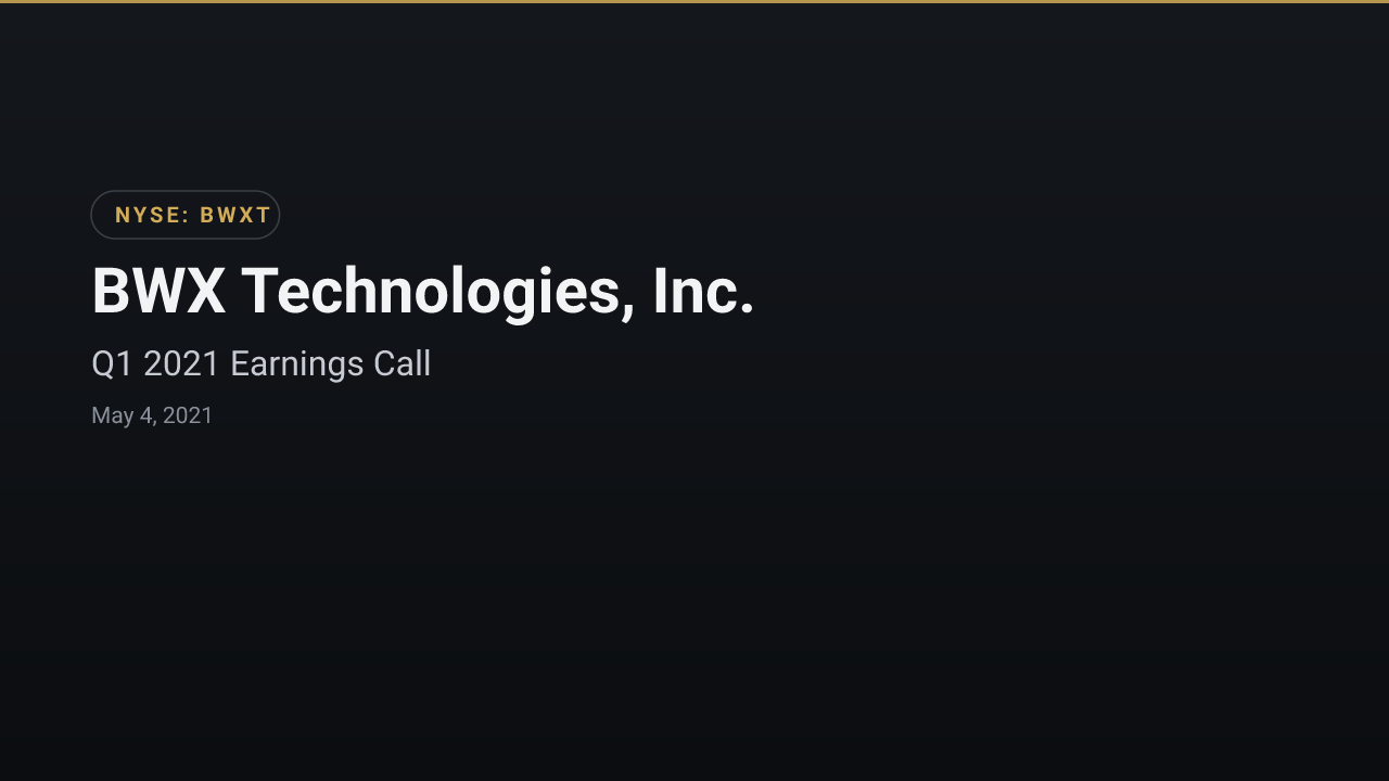BWX Technologies (NYSE:BWXT) Q1 2021 Earnings Call