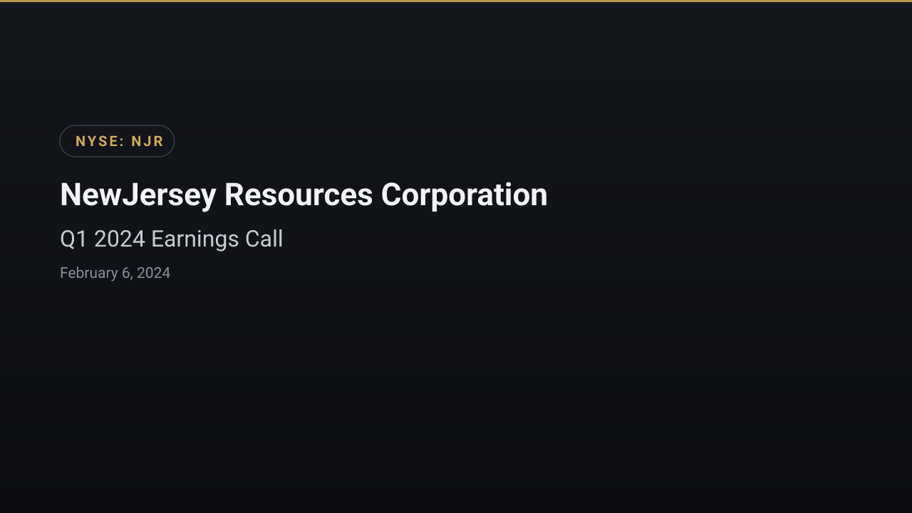 Newjersey Resources (NYSE:NJR) Q1 2024 Earnings Call