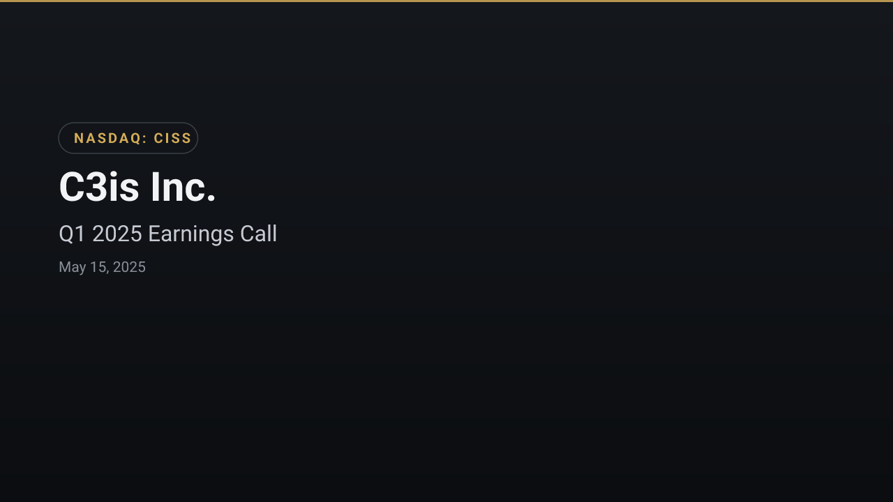 C3is Inc. (CISS) Q1 2025 Earnings Call