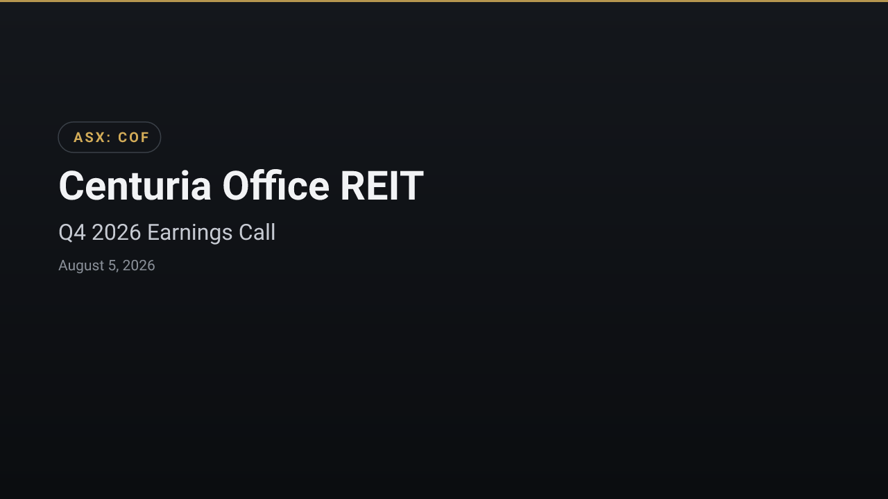 Centuria Office REIT (COF) Q4 2026 Earnings Call