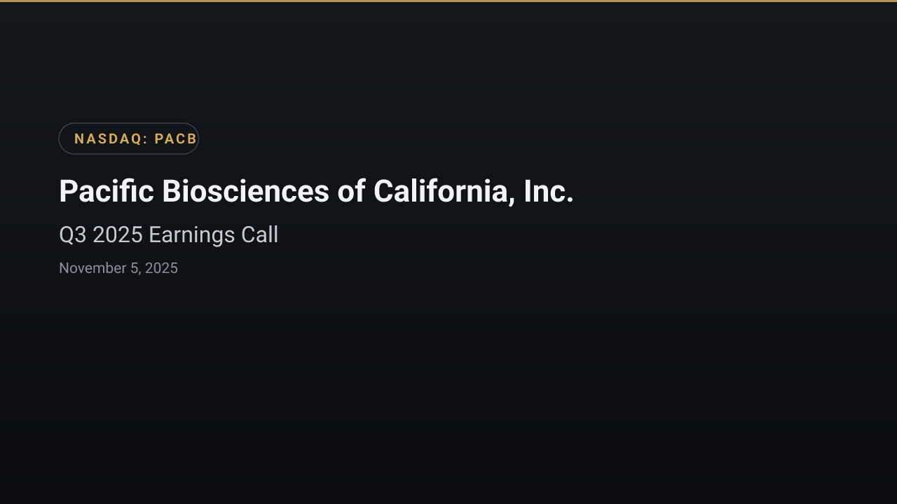 Pacific Biosciences of California, Inc. (PACB) Q3 2025 Earnings Call