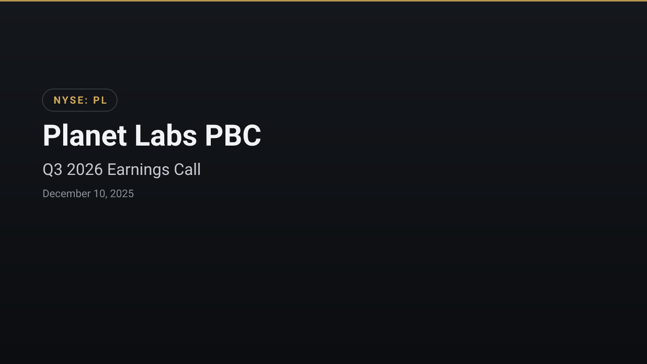 Planet Labs PBC (PL) Q3 2026 Earnings Call