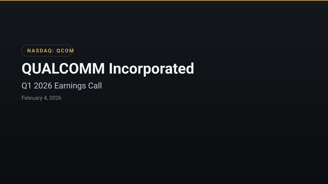 QUALCOMM Incorporated (QCOM) Q1 2026 Earnings Call