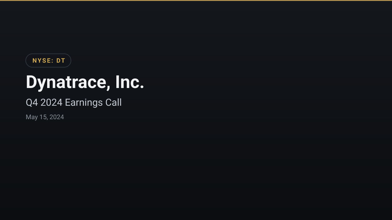 Dynatrace (NYSE:DT) Q4 2024 Earnings Call