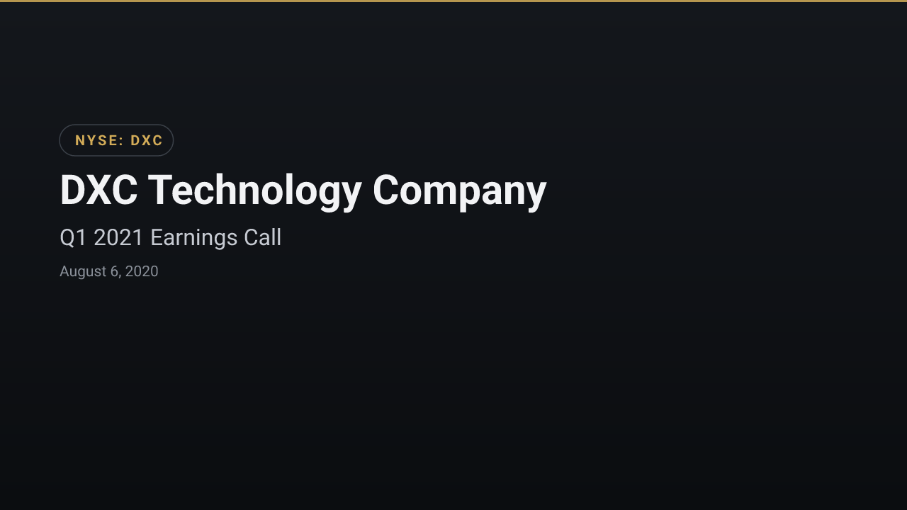 DXC Technology (NYSE:DXC) Q1 2021 Earnings Call