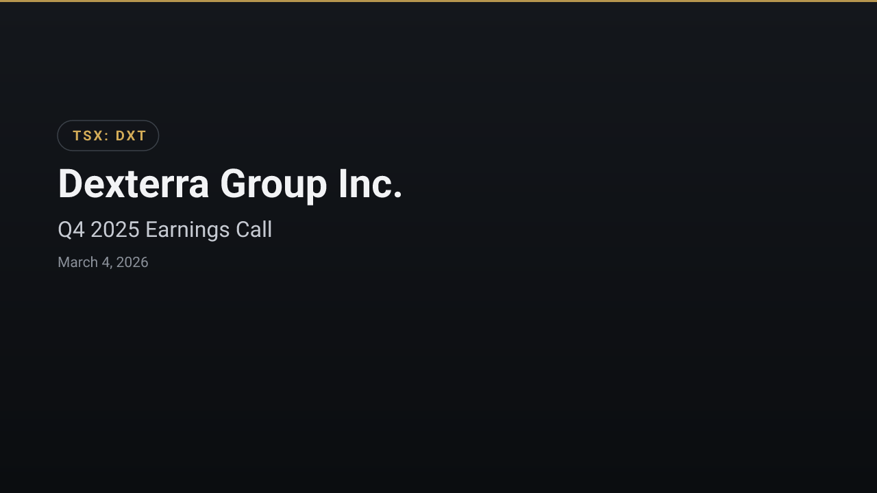 Dexterra Group Inc. (DXT) Q4 2025 Earnings Call