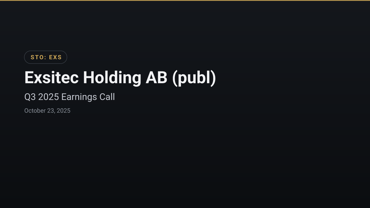 Exsitec Holding AB (publ) (EXS) Q3 2025 Earnings Call