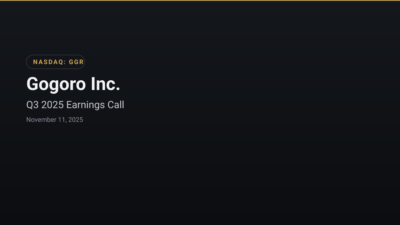 Gogoro Inc. (GGR) Q3 2025 Earnings Call