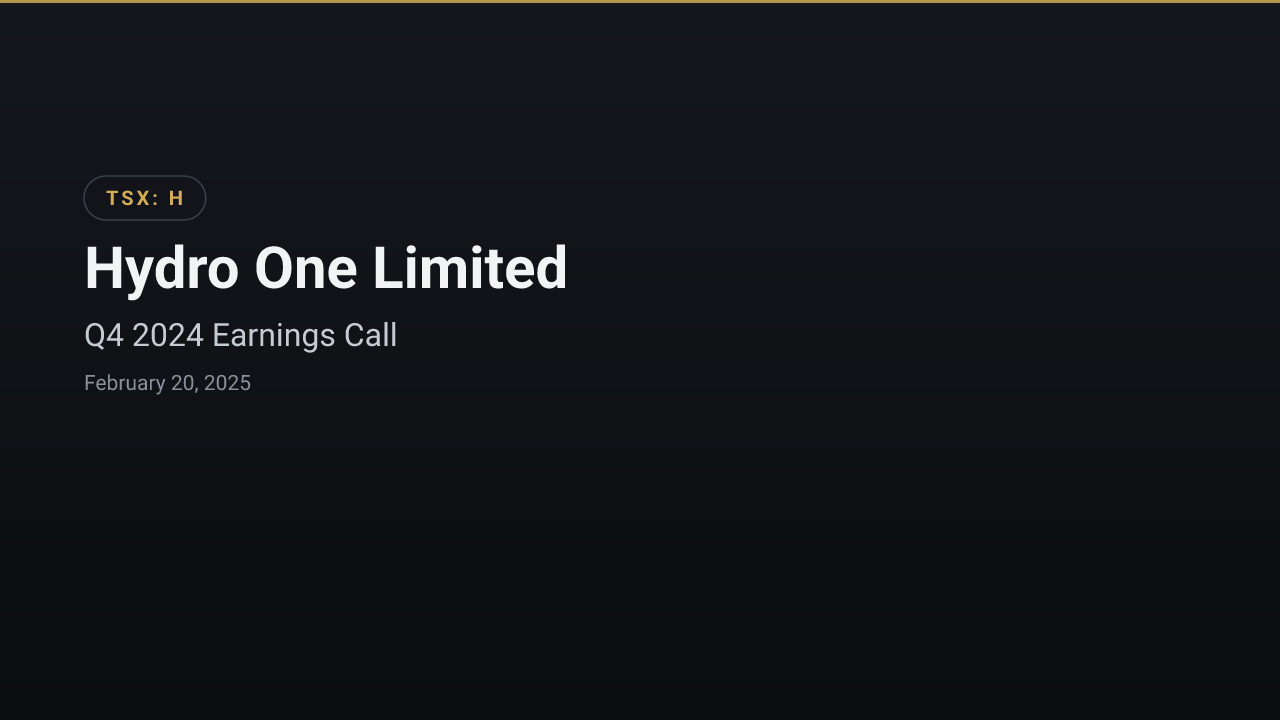 Hydro One (TSX:H) Q4 2024 Earnings Call