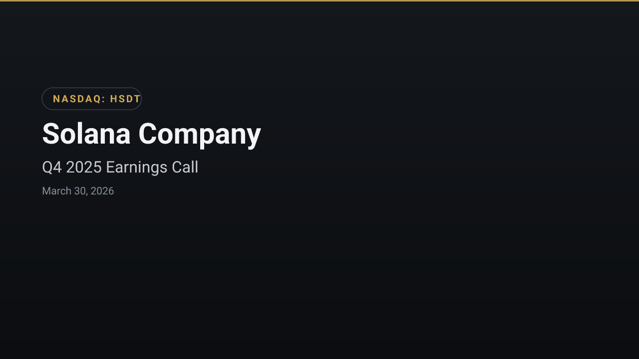 Solana Company (HSDT) Q4 2025 Earnings Call