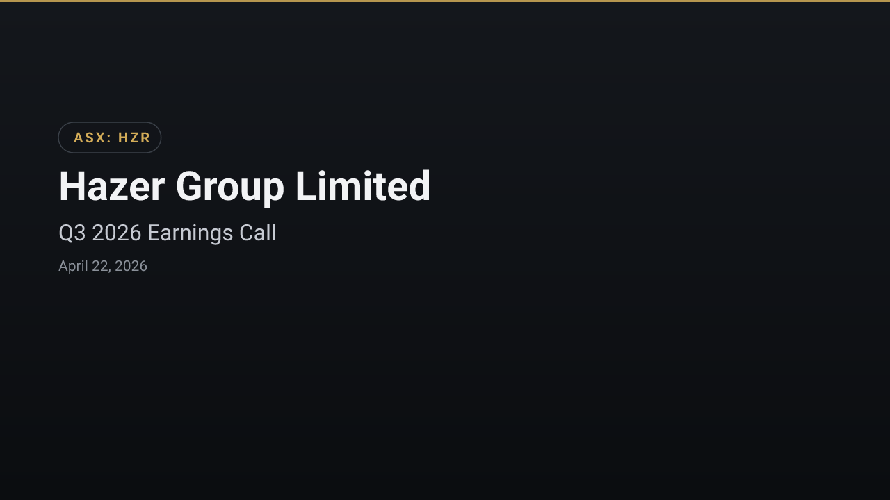 Hazer Group Limited (HZR) Q3 2026 Earnings Call