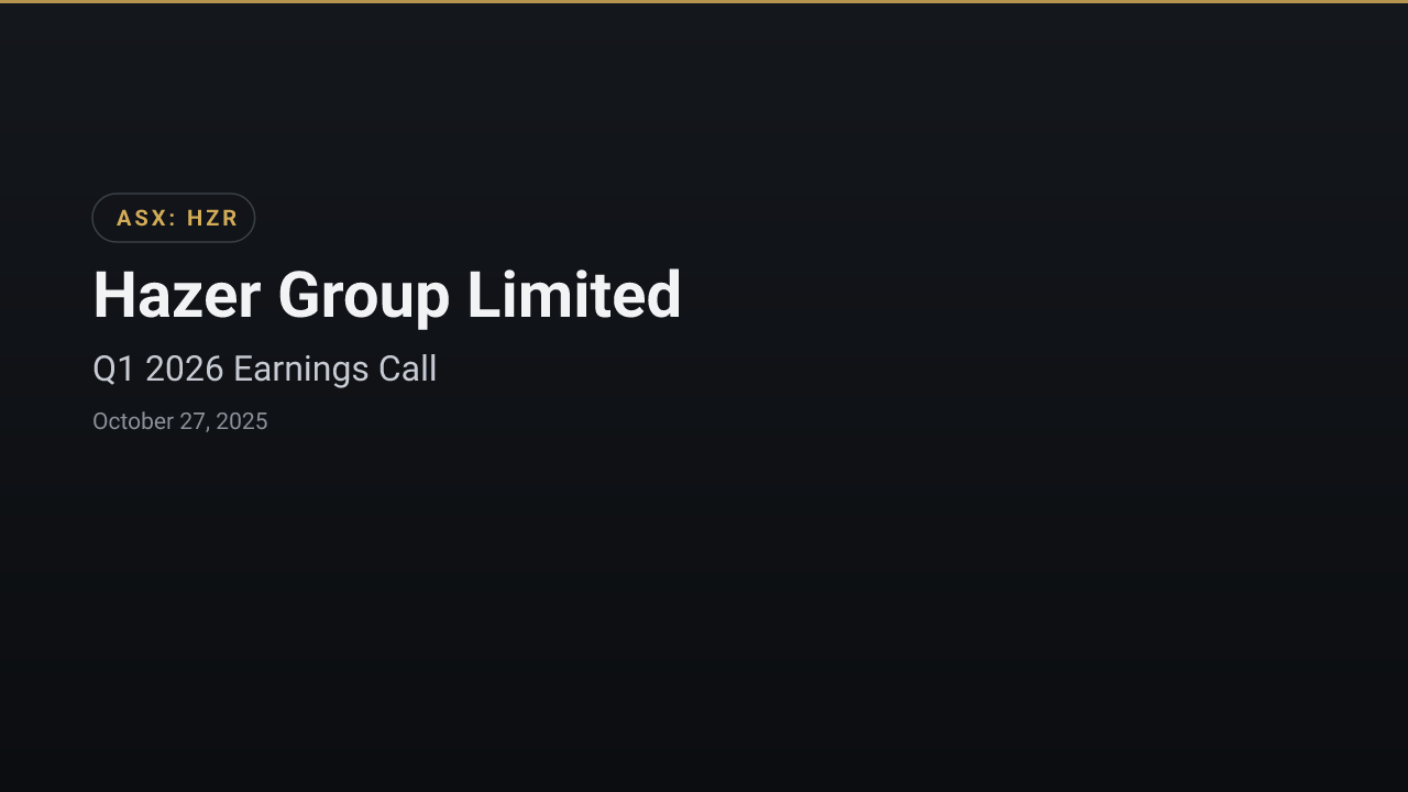 Hazer Group Limited (HZR) Q1 2026 Earnings Call