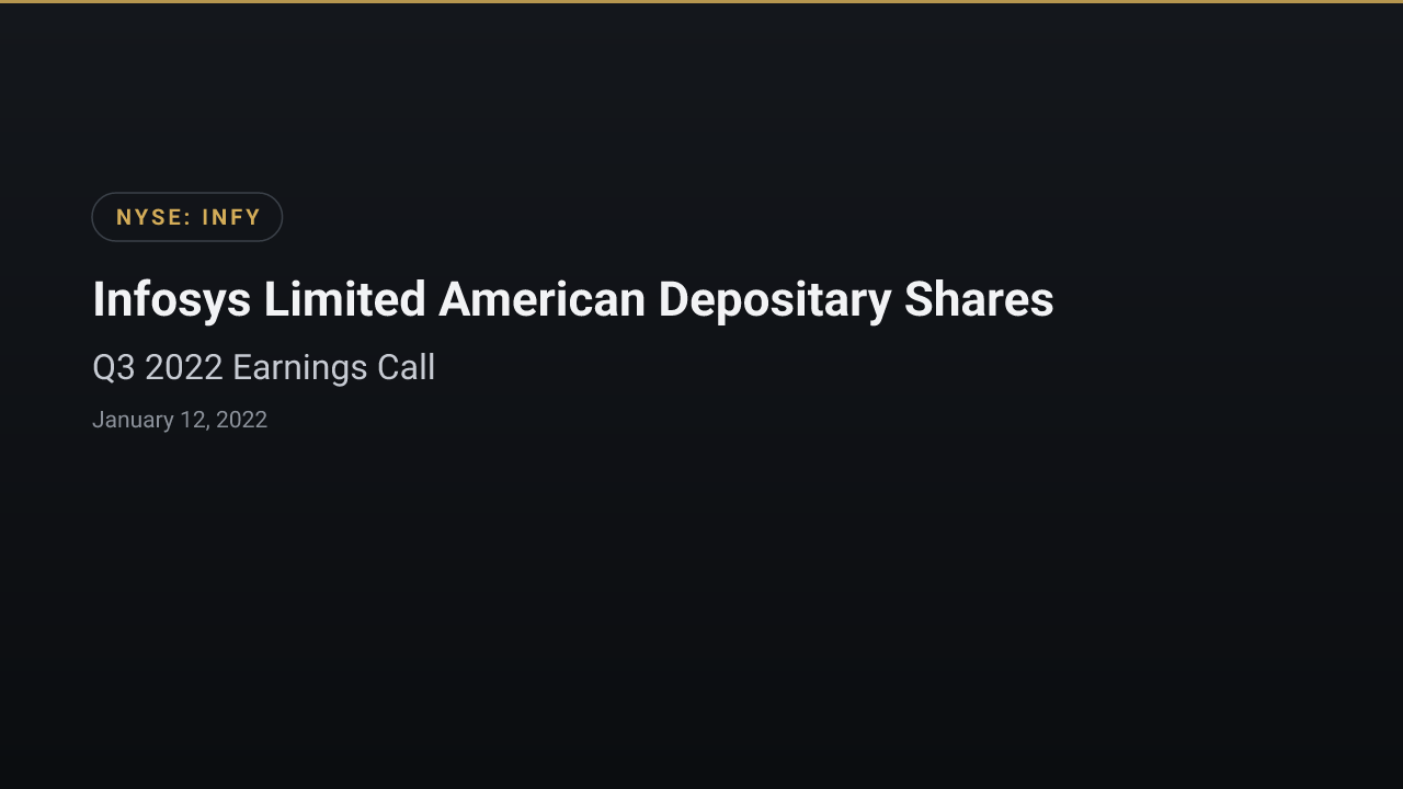Infosys (NSE:INFY) Q3 2022 Earnings Call