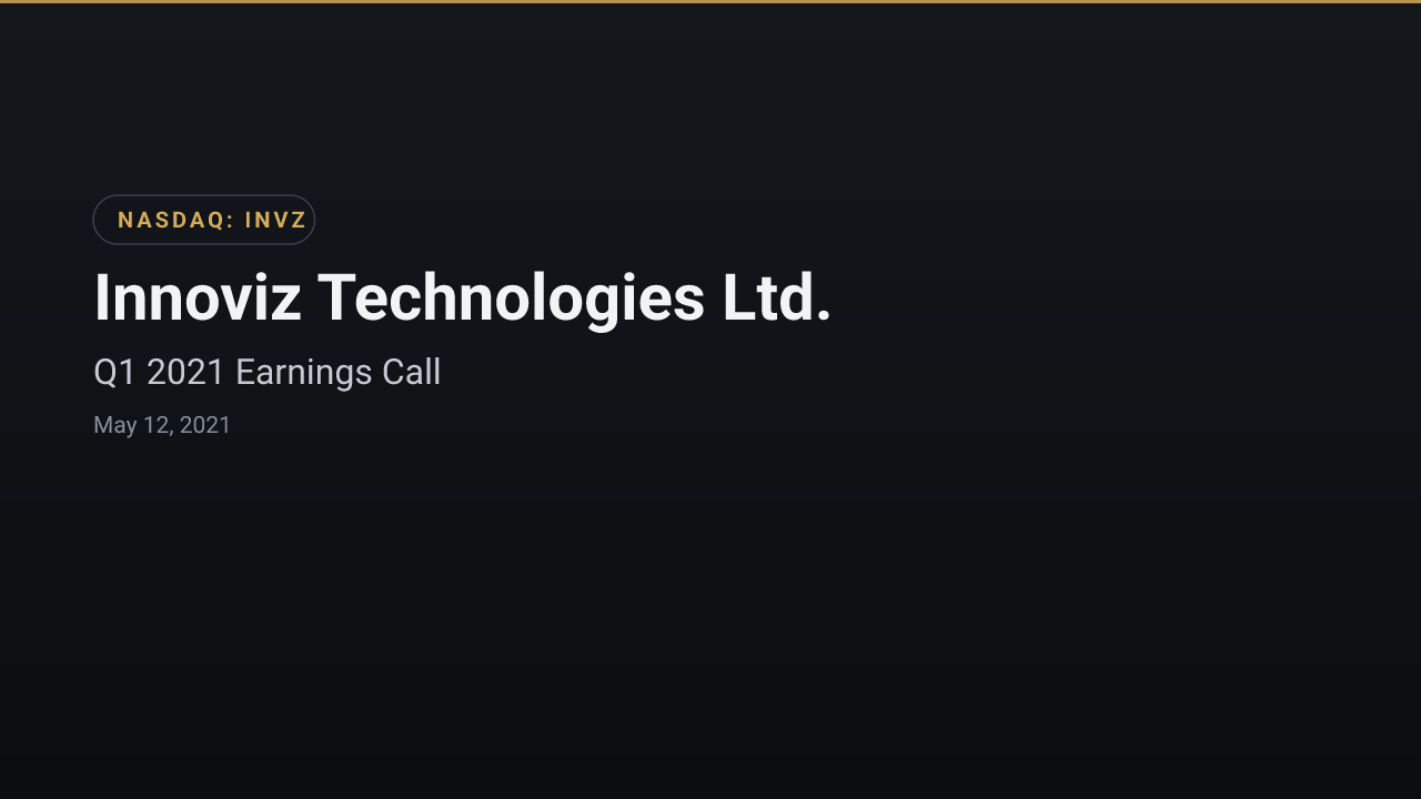 Innoviz Technologies (NASDAQ:INVZ) Q1 2021 Earnings Call