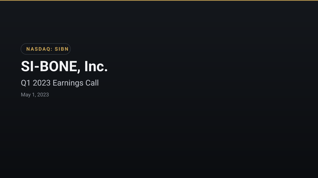 Si-Bone (NASDAQ:SIBN) Q1 2023 Earnings Call