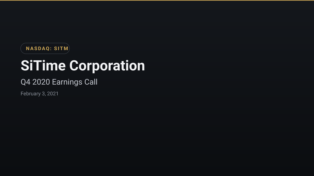 Sitime (NASDAQ:SITM) Q4 2020 Earnings Call
