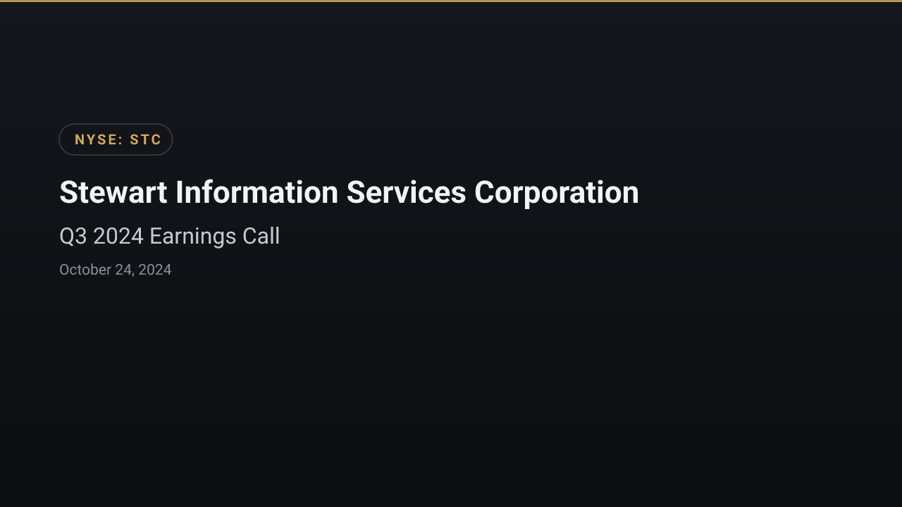 Stewart Information Services (NYSE:STC) Q3 2024 Earnings Call