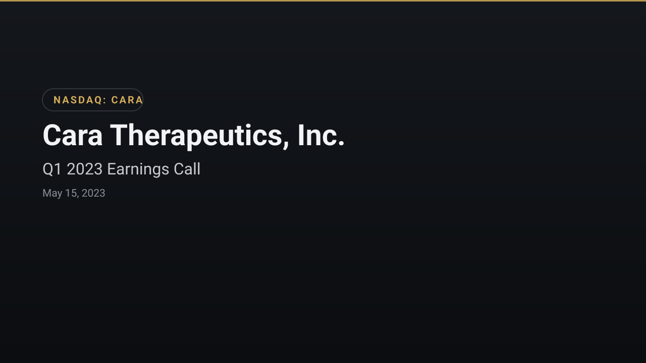 Cara Therapeutics, Inc. (CARA) Q1 2023 Earnings Call