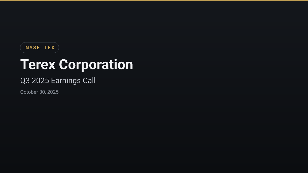 Terex Corporation (TEX) Q3 2025 Earnings Call