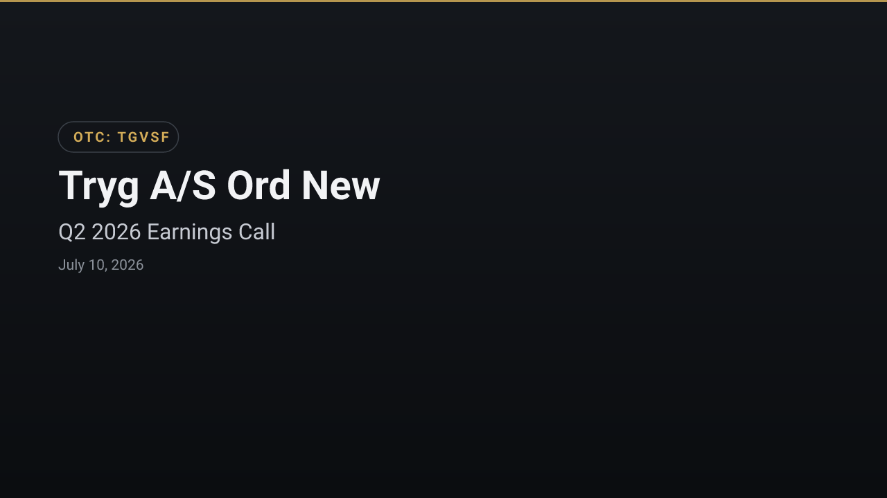 Tryg A/S Ord New (TGVSF) Q2 2026 Earnings Call