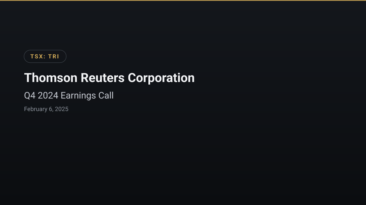 Thomson Reuters (TSX:TRI) Q4 2024 Earnings Call