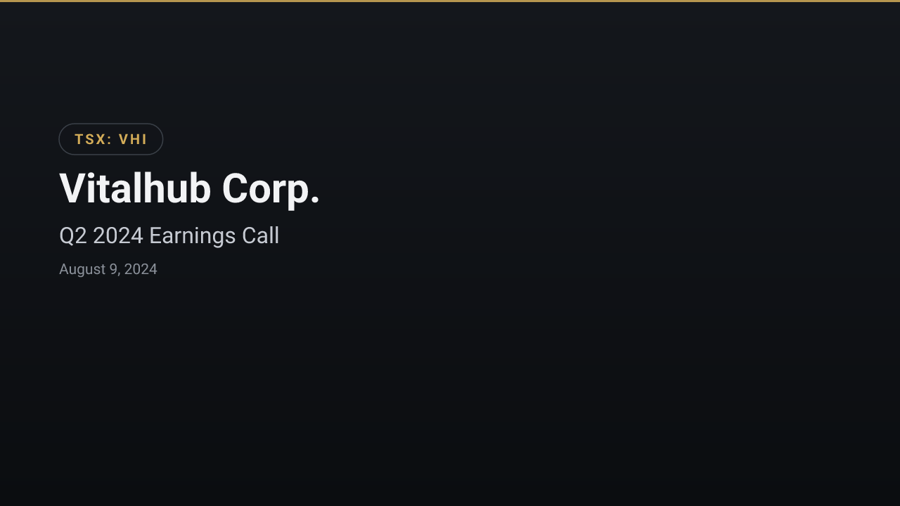 Vitalhub (TSX:VHI) Q2 2024 Earnings Call