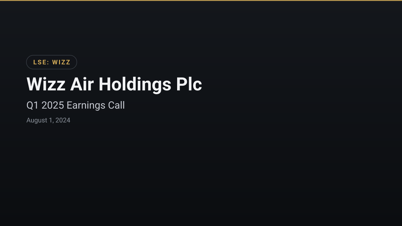 Wizz Air Holdings (LSE:WIZZ) Q1 2025 Earnings Call