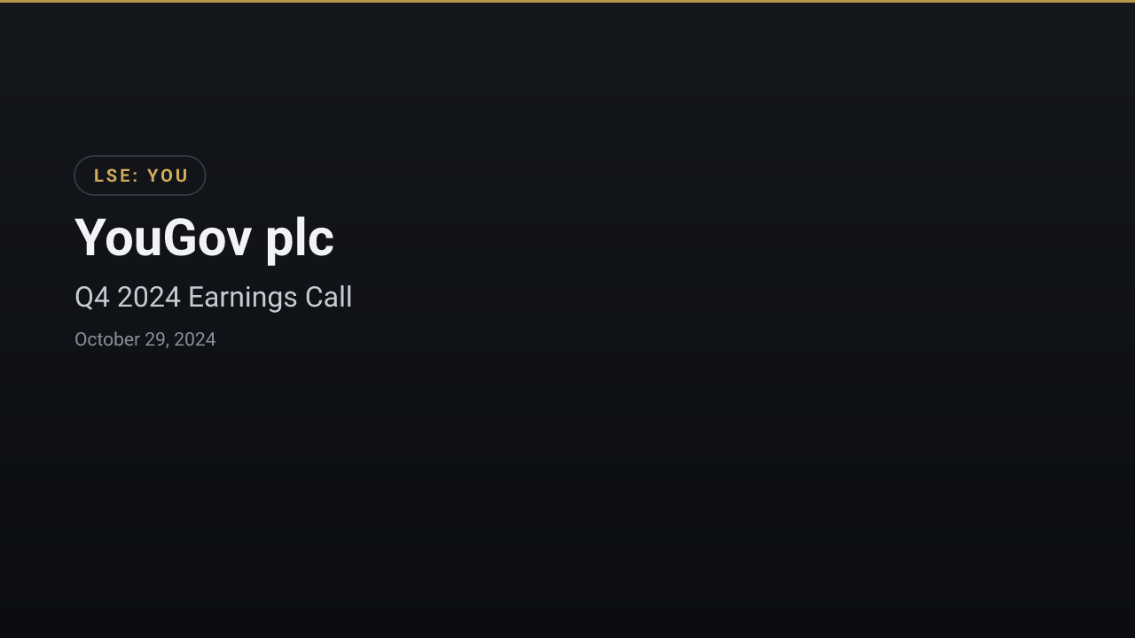 YouGov plc (YOU) Q4 2024 Earnings Call