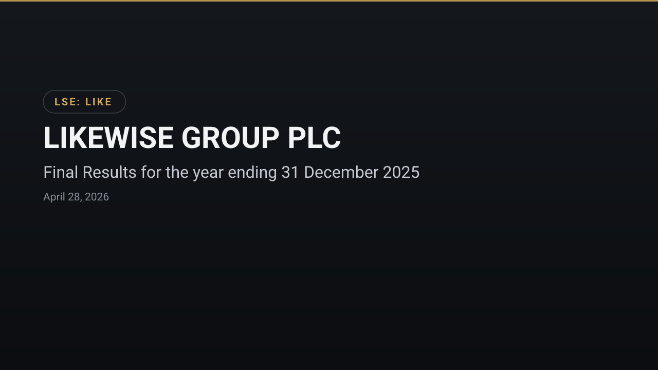 LIKEWISE GROUP PLC (LIKE) — Final Results for the year ending 31 December 2025