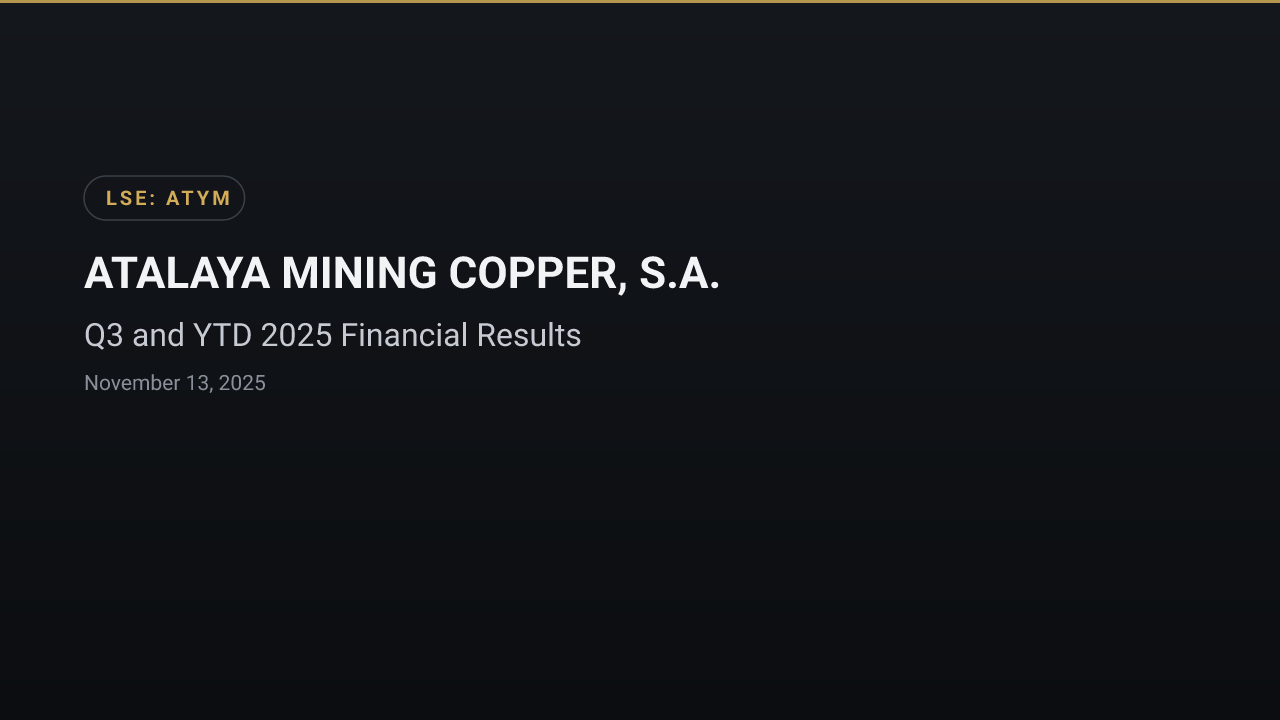 ATALAYA MINING COPPER, S.A. (ATYM) — Q3 and YTD 2025 Financial Results
