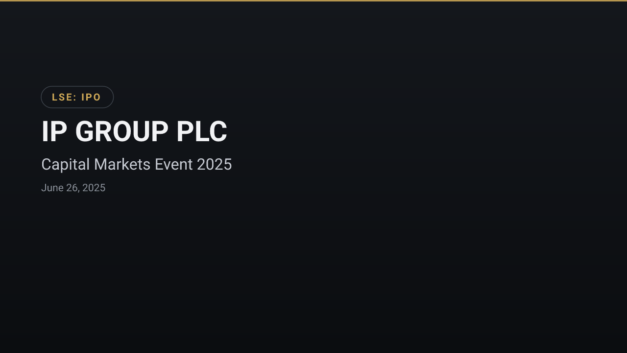 IP GROUP PLC (IPO) — Capital Markets Event 2025