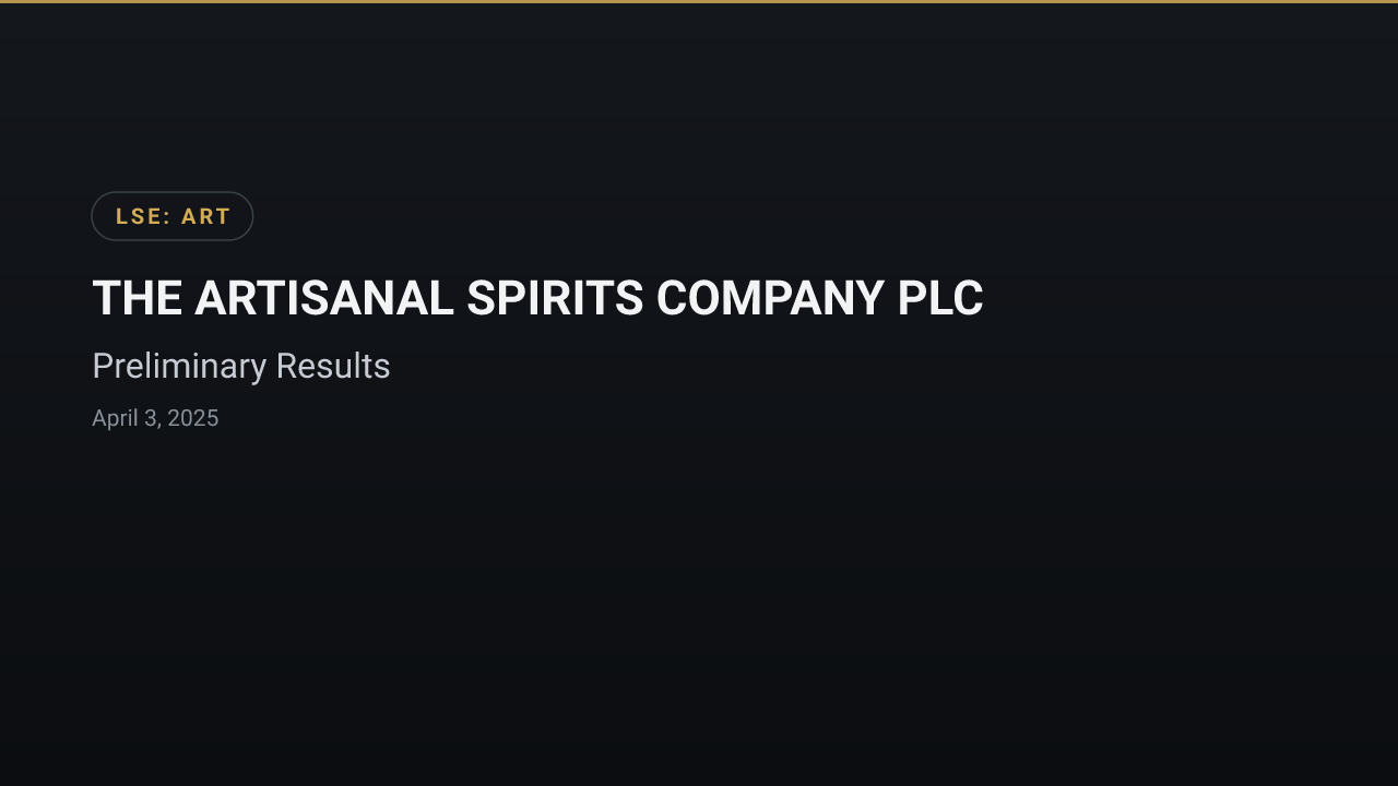 THE ARTISANAL SPIRITS COMPANY PLC (ART) — Preliminary Results