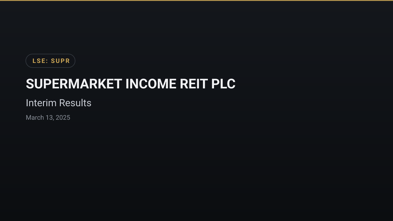 SUPERMARKET INCOME REIT PLC (SUPR) — Interim Results
